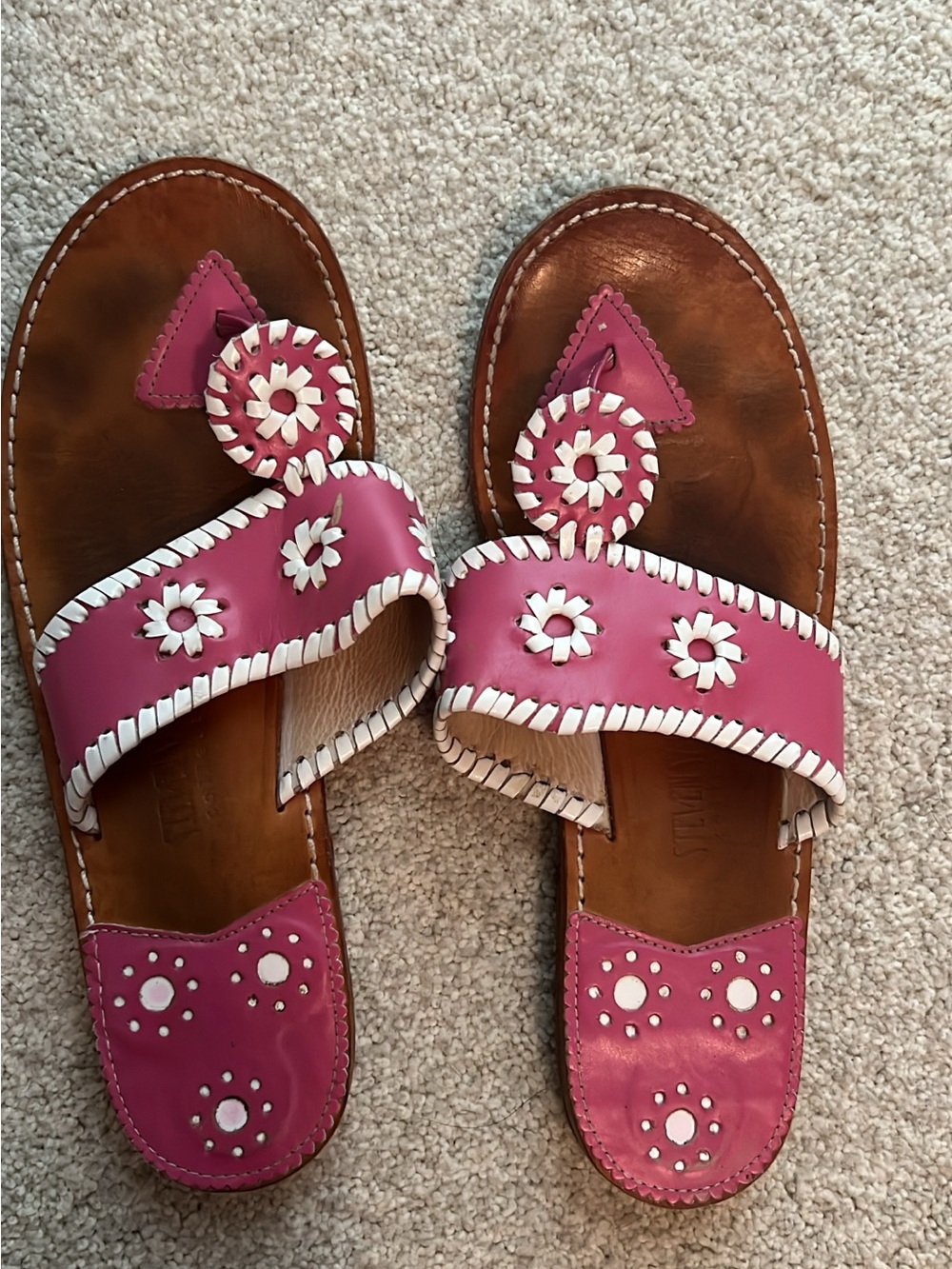 Jack Roger’s Pink Women's Leather Slip-On Sandals